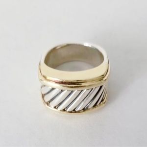 ❤️ DAY SALE!DAVID YURMAN Thoroughbred CableCigarBand Ring! 14kGold & SS!